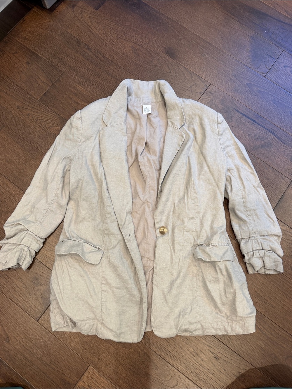 SHEIN Beige Women's Linen Blend Blazer Jacket Size Large - C58-039